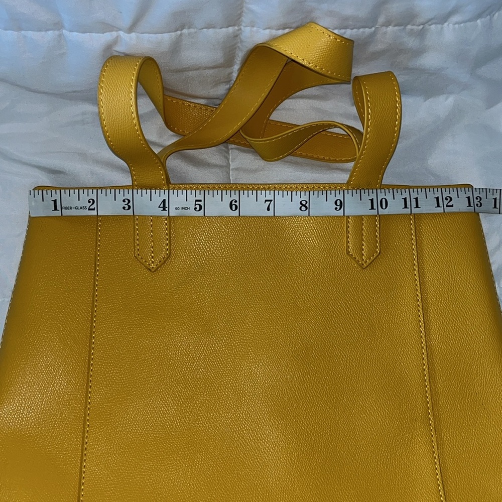 Saks Fifth Avenue Yellow Tote Bag | Large Structured Shoulder Handbag - Picture 11 of 16
